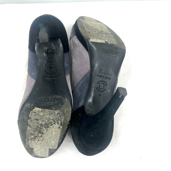 Boden Suede Black Gray T-Strap Heeled Pumps Women's Size 39 US 8 - Picture 9 of 10